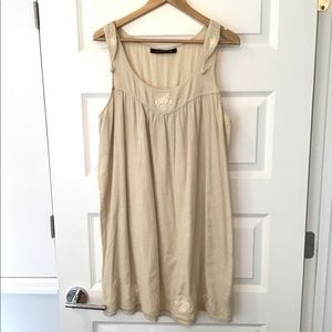Zara Woman cream linen midi dress